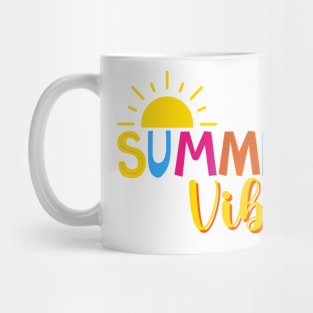 Bright Colorful Summer Vibes Text with Sun Mug